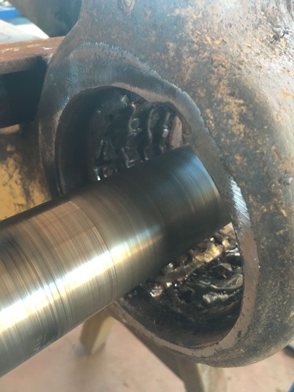 Damaged machine hole being bored