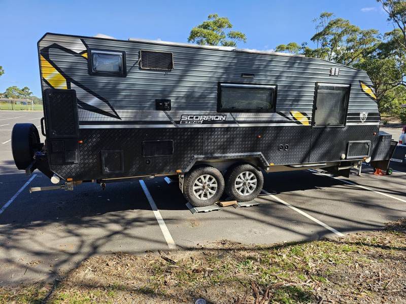 A Scorpion Trailer Is Parked In A Car Park — A Weigh In - Mobile Weighing Solutions in Noraville, NSW