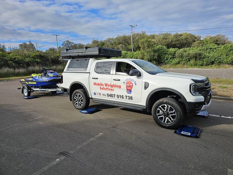 Side Left, A White Truck With Mobile Weighing Solutions — A Weigh In - Mobile Weighing Solutions in Noraville, NSW