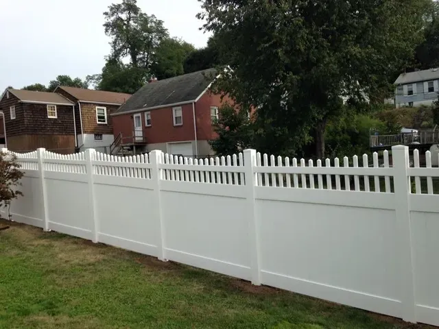 Newly Installed Long White Fence — Pittsburgh, PA — Affordable Fence & Railing, LLC