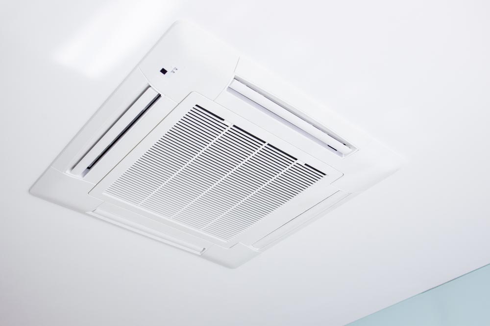 Ducted Air Conditioner On White Ceiling