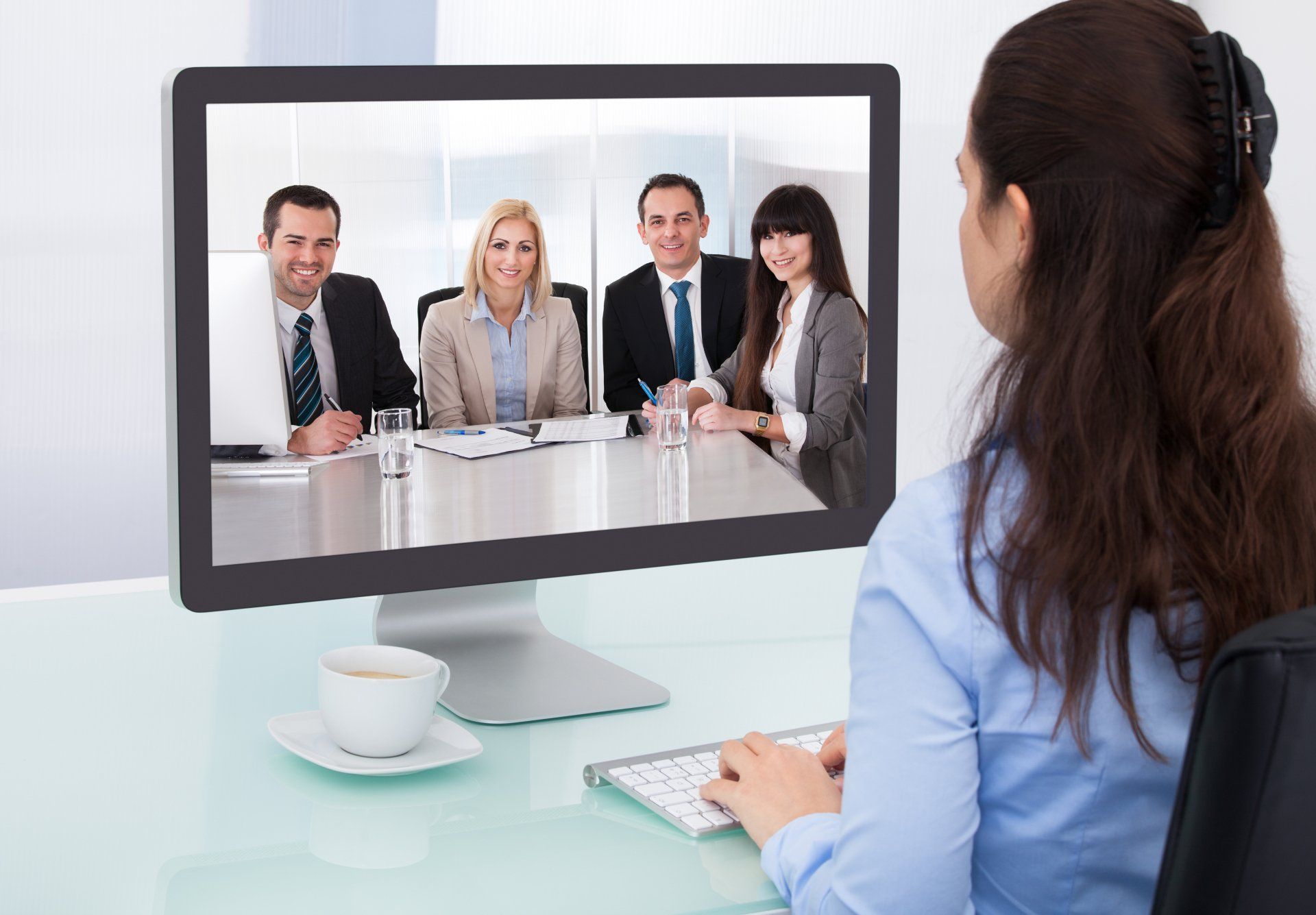 virtual meeting over a screen