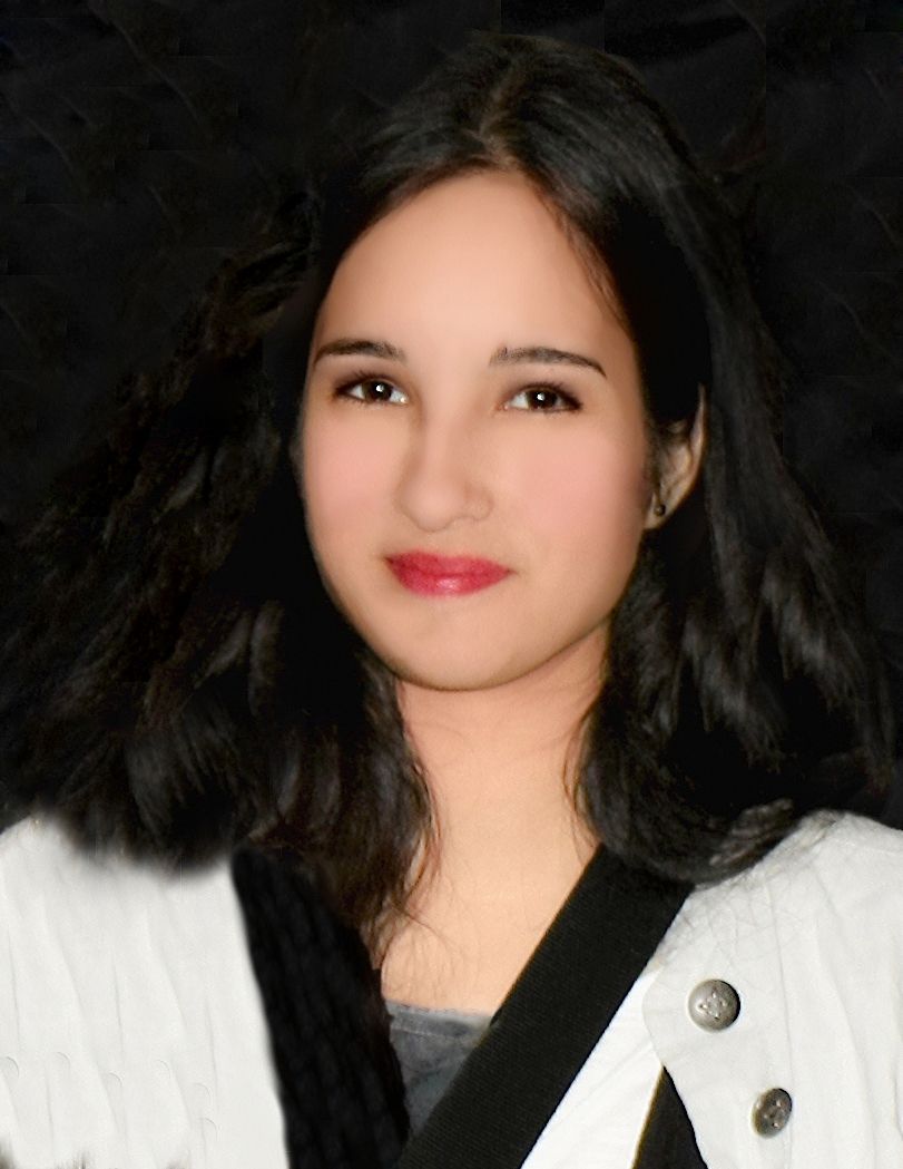 a woman with long dark hair is wearing a white jacket