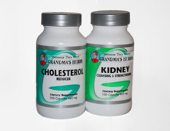 two bottles of grandma 's herbs cholesterol and kidney