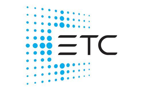 A logo for a company called etc with blue dots on a white background.