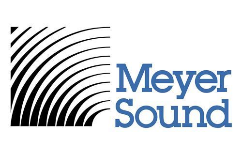 The meyer sound logo is black and blue and looks like a record label.
