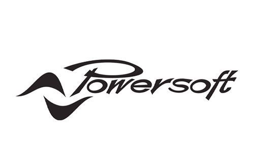 A black and white logo for powersoft on a white background.