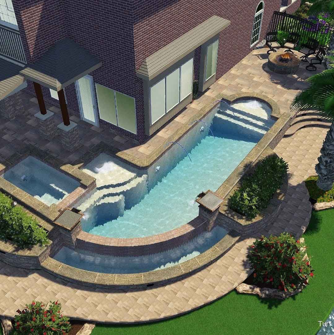 3D render hardscape and pool design