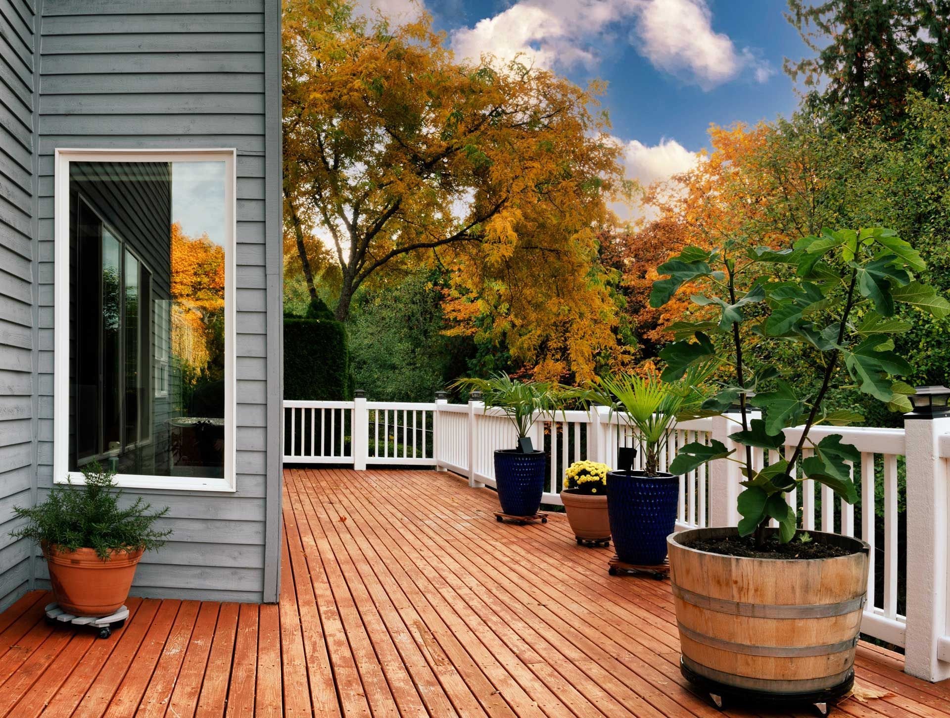 Backyard deck in Autumn