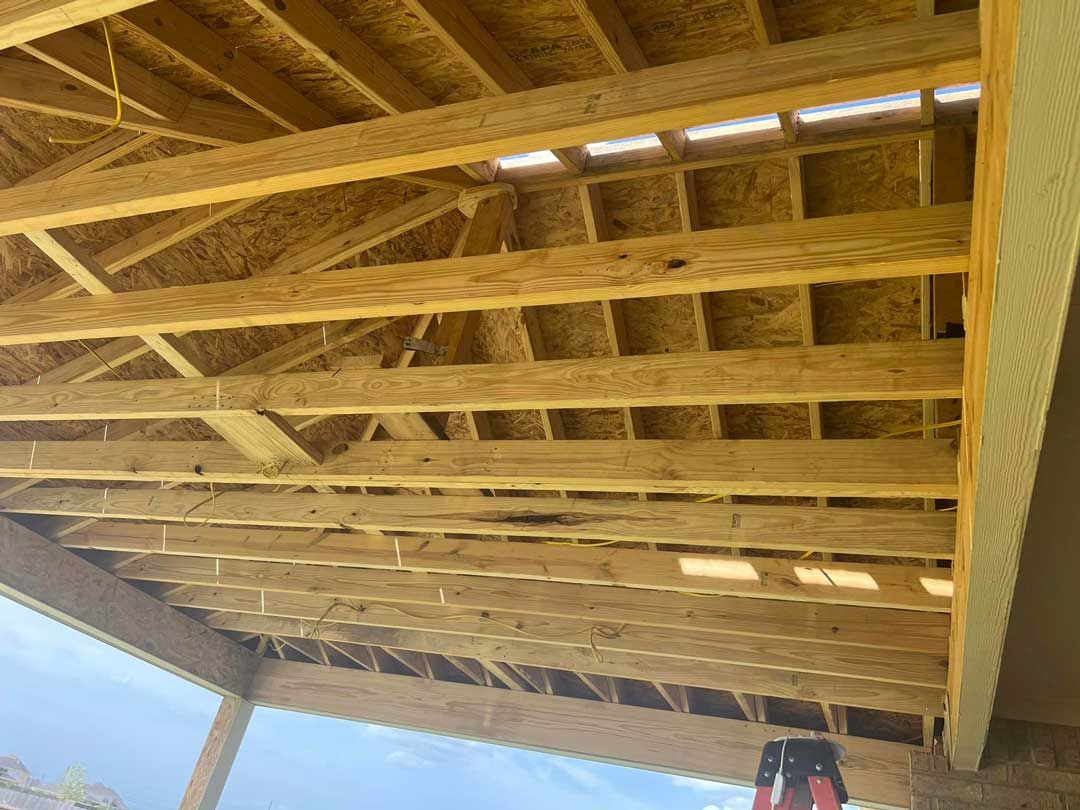 Wood-covered patio detail