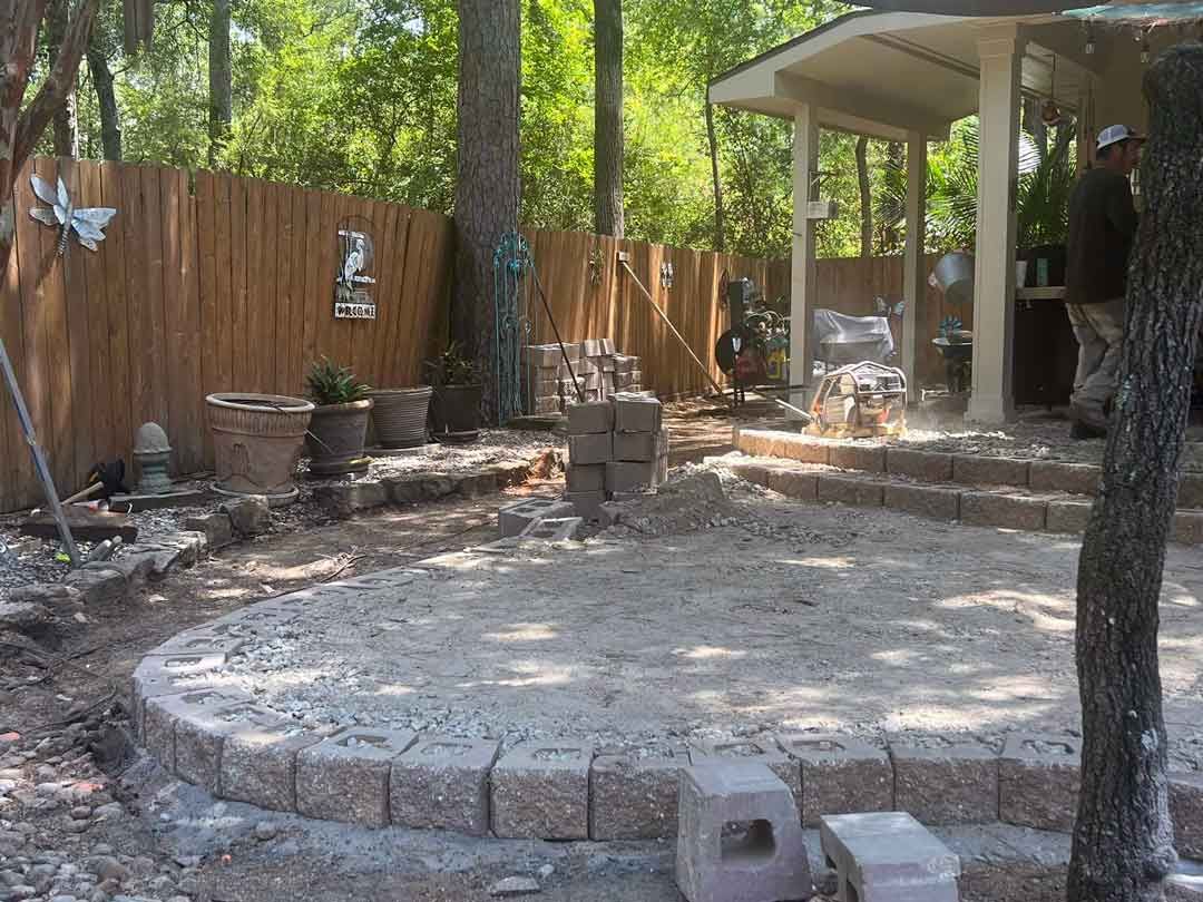 Hardscape construction in progress detail
