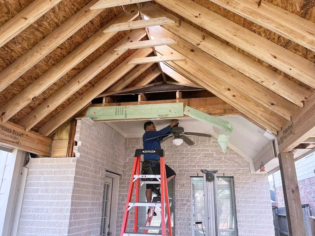Installing a ceiling fan on a new covered patio project