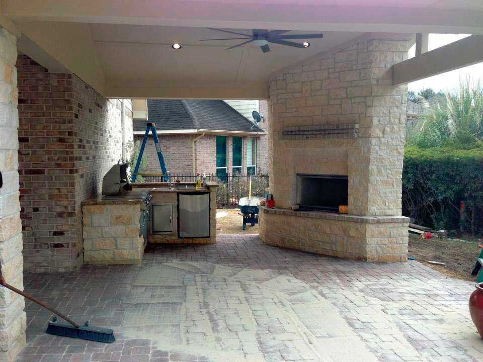 Covered fireplace work almost finished