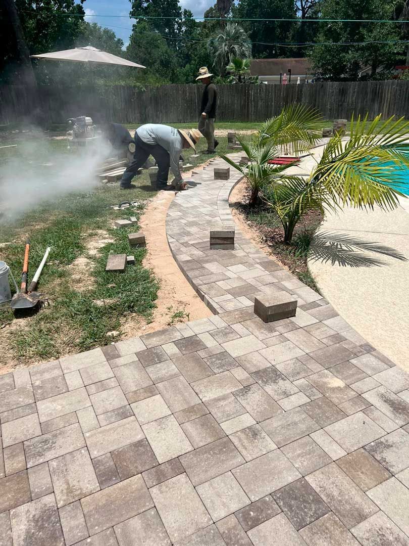 Pathway and landscaping work progress