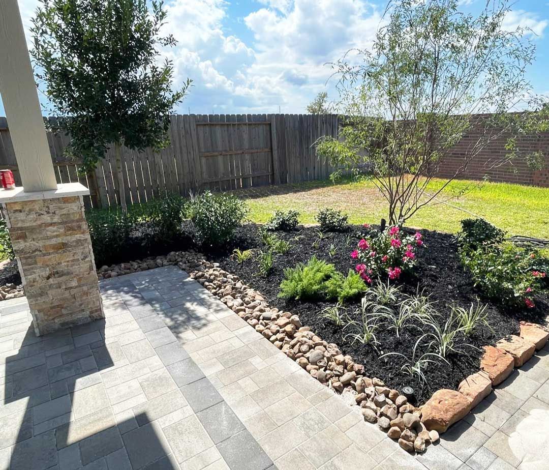 Backyard stone landscaping design
