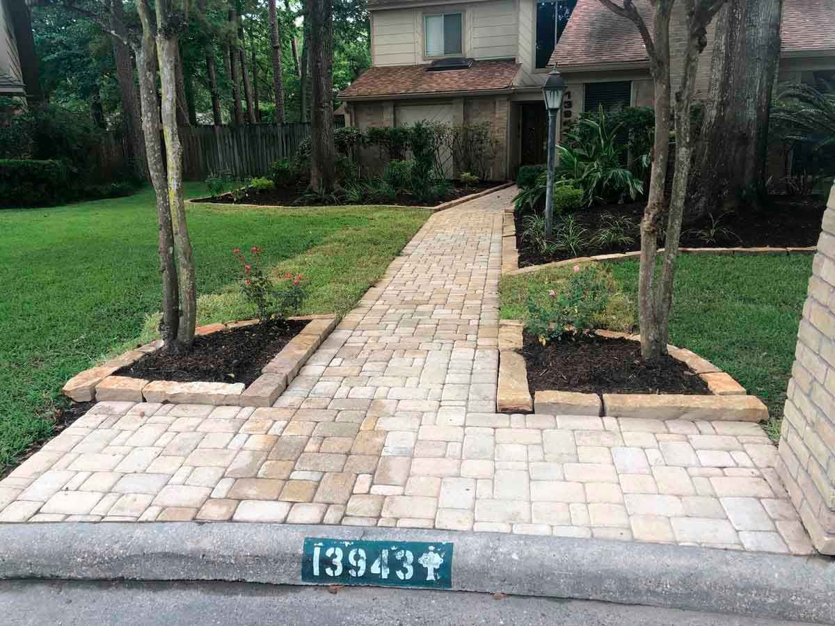 Clear limestone pavers pathway for appeal