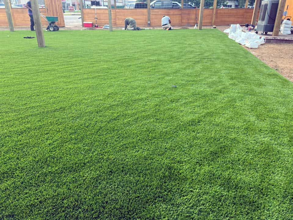 Turf installation in a large area