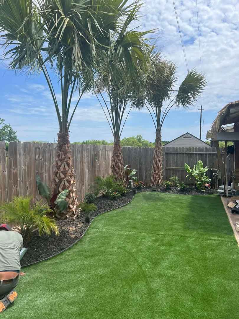 Artificial turf backyard