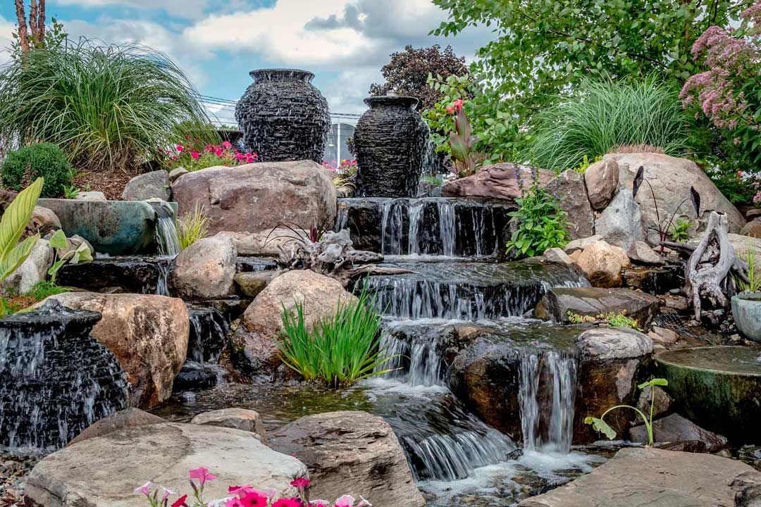 Spectacular pond and waterfall fountain