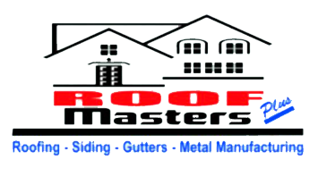 Roof Masters Plus LLC Roof Masters Plus logo with house roof icon and blue text: Roofing, Siding, Gutters, Metal Manufacturing
