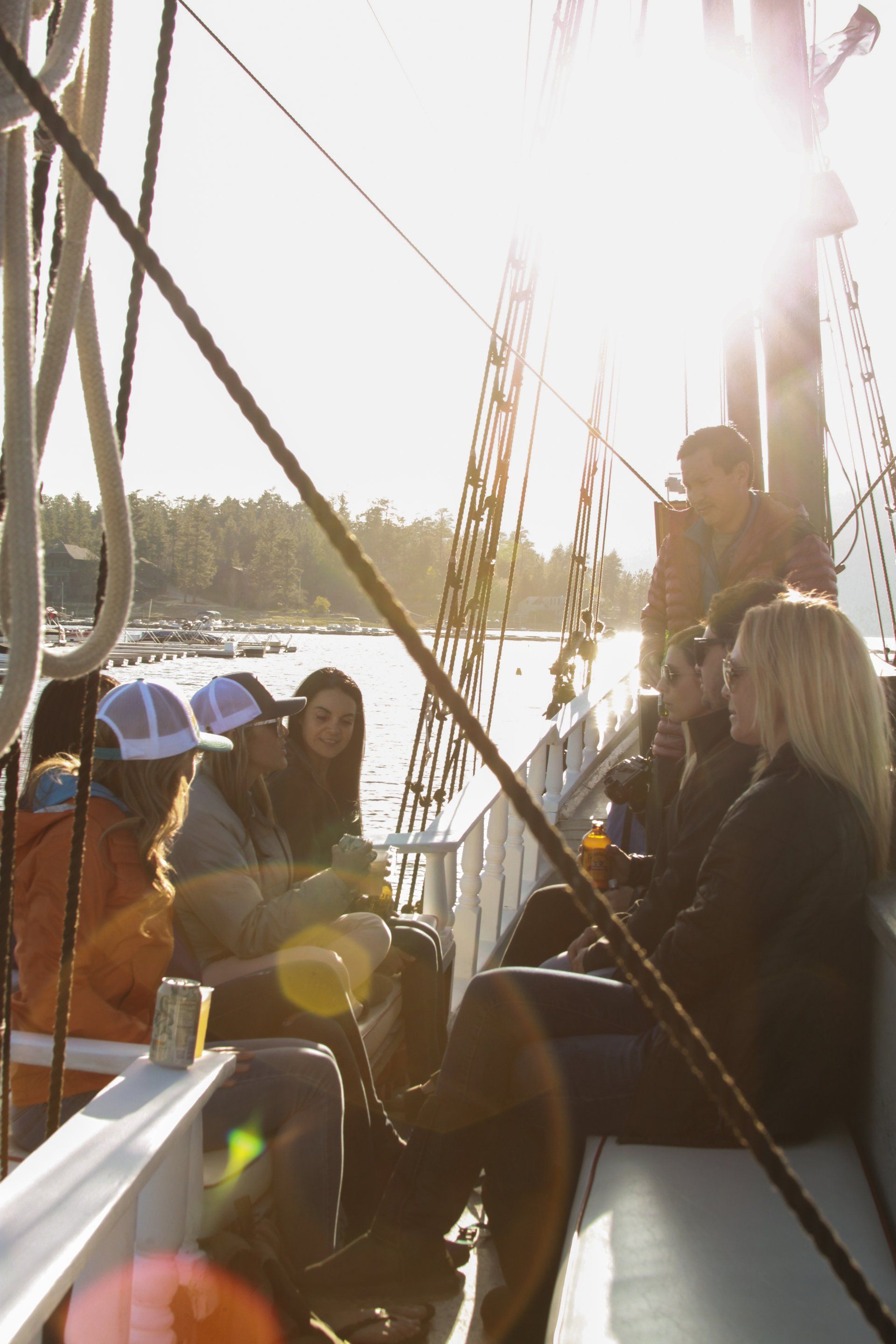 Group of women sitting on pirate ship in Big Bear Lake