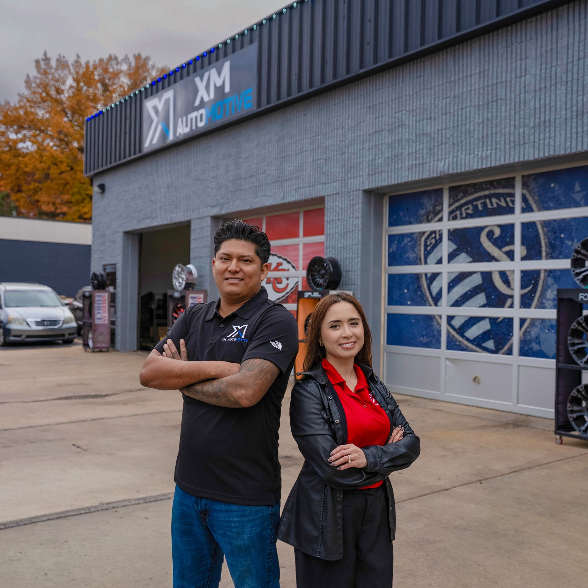 Man and woman stand in front of