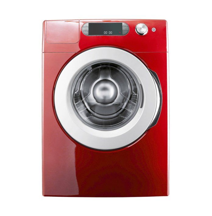 Red washing machine