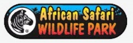 A logo for african safari wildlife park with a zebra on it