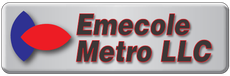 Emecole Metro LLC logo with red and blue emblem on a gray background