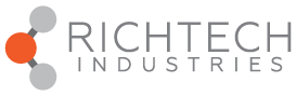 Richtech Industries logo with gray and orange circular icon and gray text.