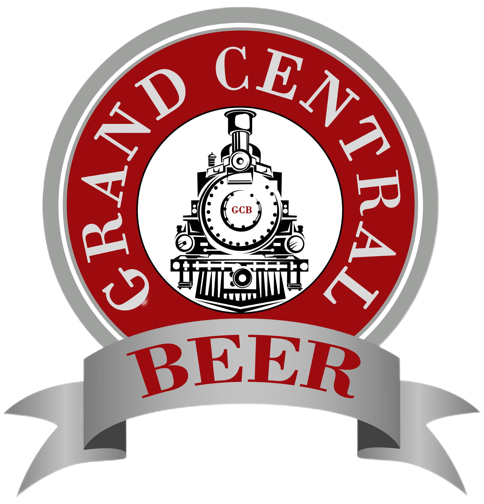 Logo for Grand Central Beer, featuring a train and red, white, and gray circular design with text "Grand Central Beer".