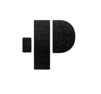 A black stencil of the letter p on a white background.