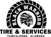 Black Warrior Tire & Service logo with Native American head and Tuscaloosa, Alabama text