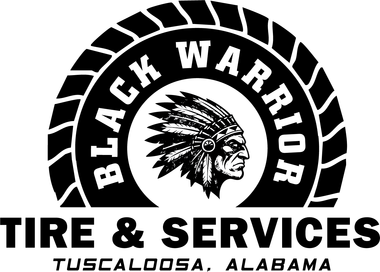 Black Warrior Tire & Service logo with Native American head and Tuscaloosa, Alabama text