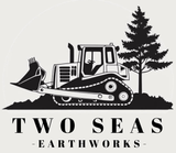 Logo: Bulldozer and tree silhouette, "TWO SEAS EARTHWORKS" text.