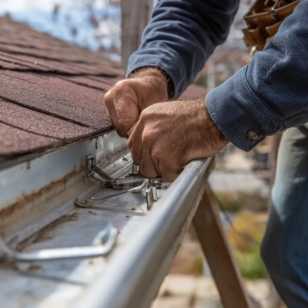 Soffit and fascia services Evanston IL including vented soffit installation, overhang sealing, fascia board water damage repair, soffit ventilation retrofits, and soffit/fascia rewrapping with baked enamel aluminum.