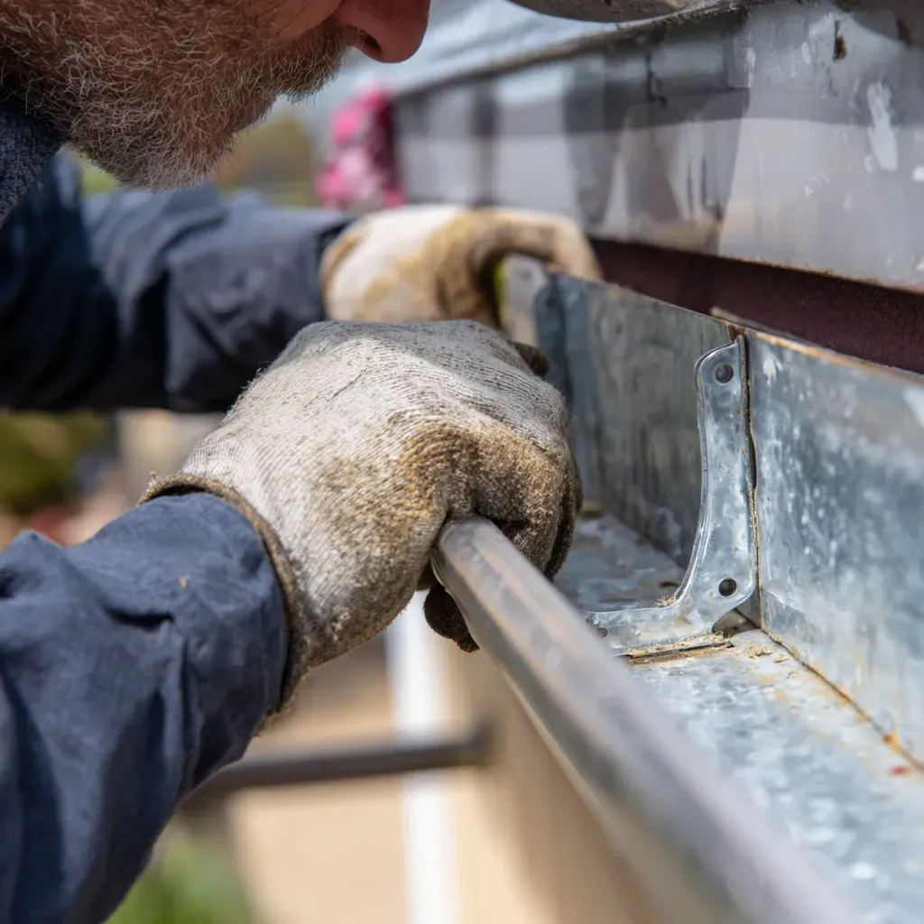 Gutter cleaning and soffit-fascia repair Evanston IL including gutter debris removal, fascia board water damage replacement, soffit ventilation installation, drip edge sealing, and endcap resealing for clogged and overflowing gutters.