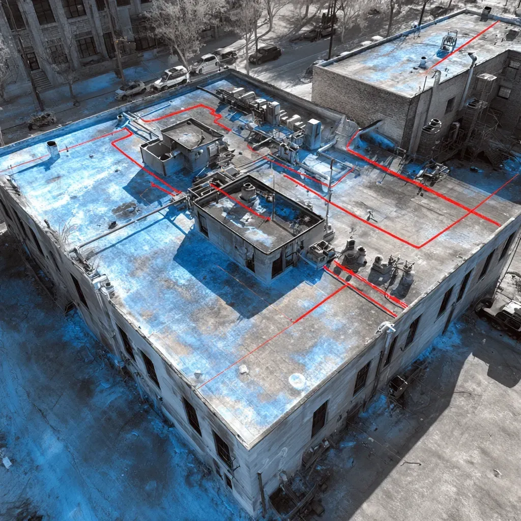 Roof flashing maintenance Evanston IL for commercial buildings with coping cap reseal, edge metal check, base flashing alignment, and term bar integrity verification.