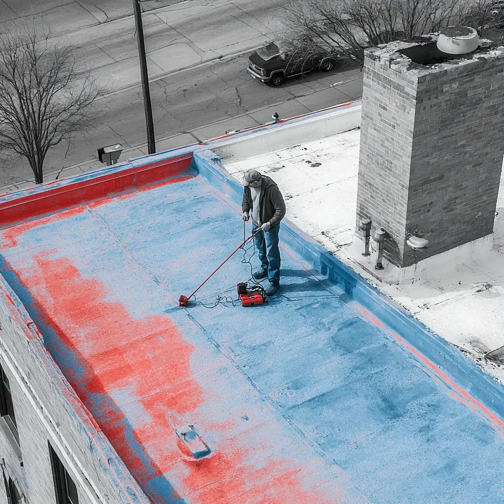 High-performance commercial roof sealing Evanston IL using chemical-resistant, solvent-free, waterproof coatings compatible with all commercial roofing substrates for maximum protection against UV, rain, and ponding degradation.