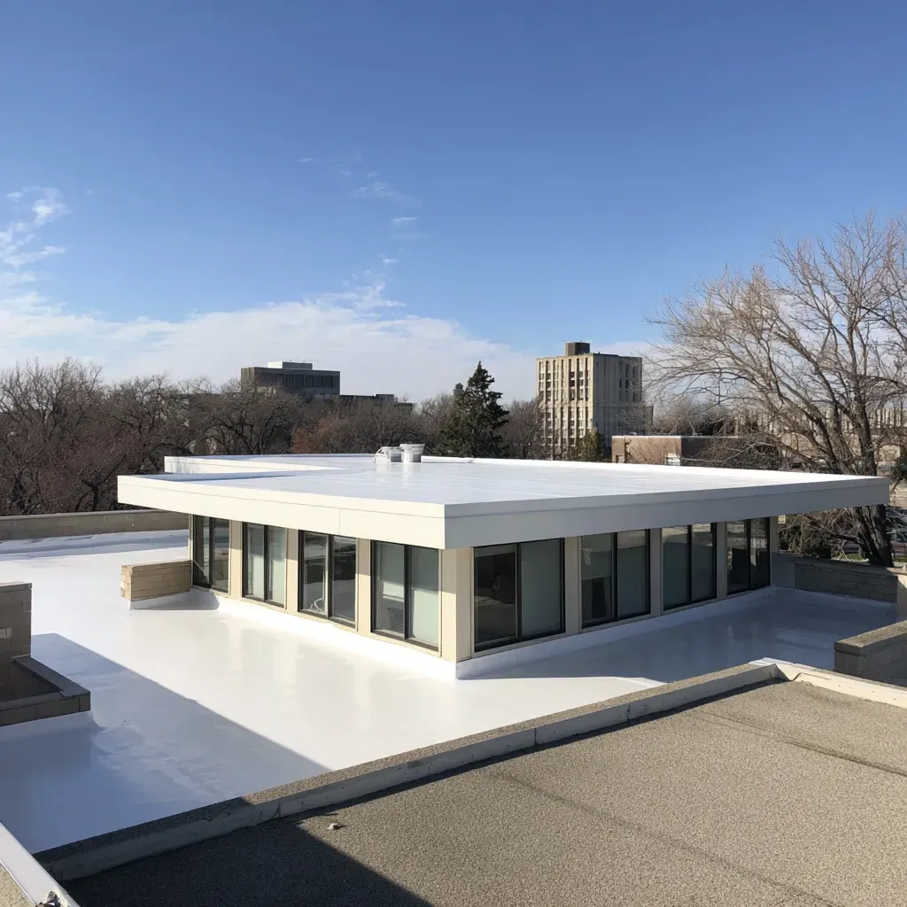 PVC reflective roofing Evanston IL for commercial buildings requiring chemical resistance, energy efficiency, and heat deflection — installed with precision welding and membrane pre-conditioning.