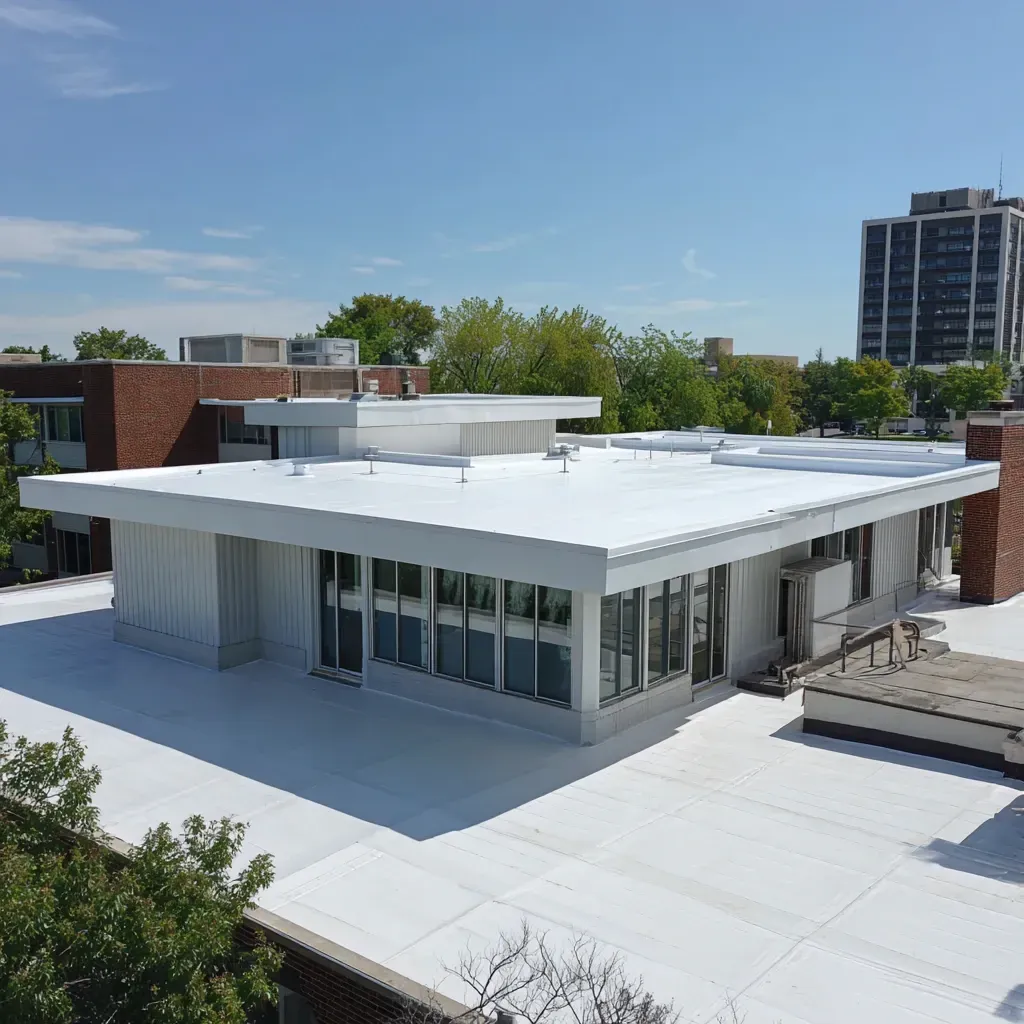 Full-service commercial roof sealing Evanston IL including granular cap sheet resealing, BUR rejuvenation, modified bitumen seam fill, and acrylic or urethane liquid membrane coatings for flat roof restoration.