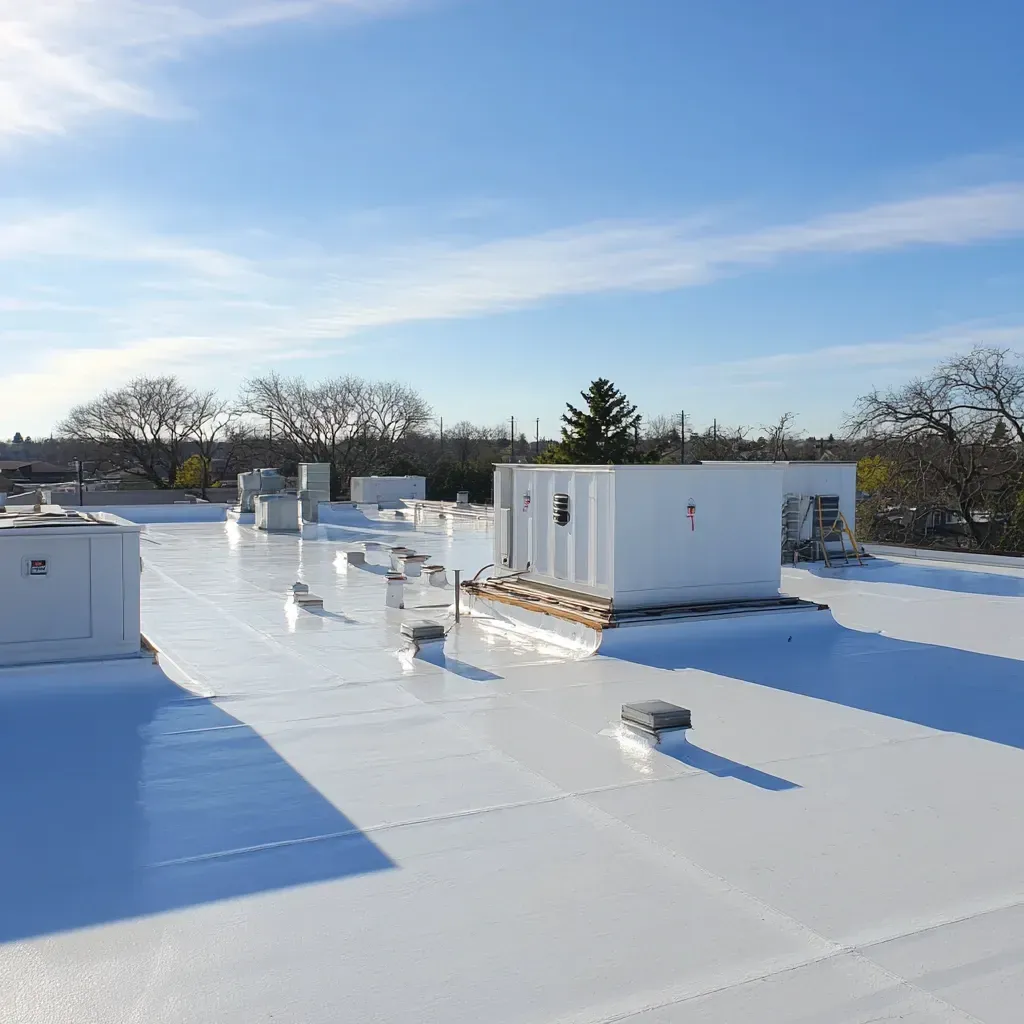 Evanston IL commercial roofing sealant services including application of monolithic waterproofing systems, energy-reflective coatings, and chemical-resistant sealant layers for commercial rooftops.