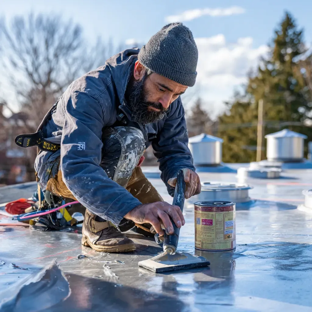 Built-up roofing Evanston IL systems using hot mop asphalt, fiberglass felts, gravel surfacing, and multi-ply BUR layers for traditional flat roofing applications still popular in parts of Evanston Illinois.