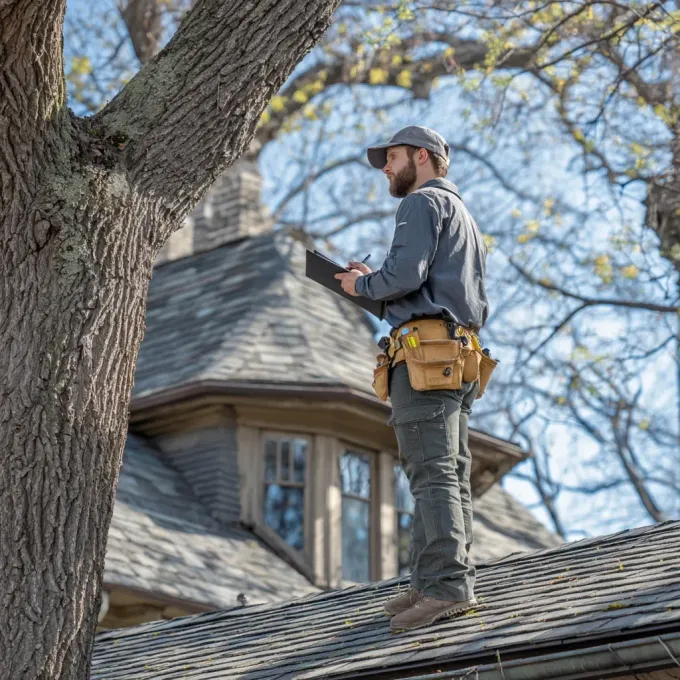 Emergency roofing services Evanston IL for active roof leaks, wind-blown shingles, tree fall damage, storm-damaged flashing, and immediate tarp installation performed by local Evanston IL roofing pros.