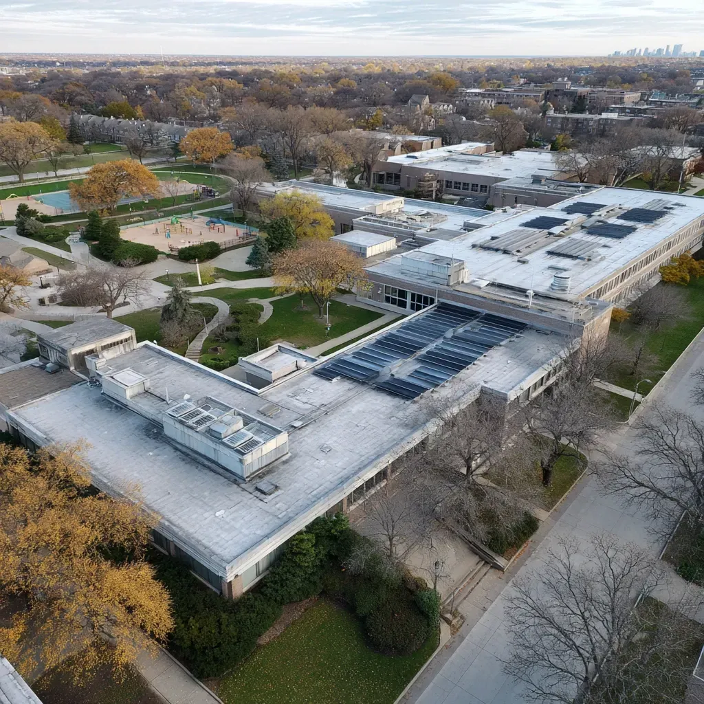 Evanston IL flat roof membrane system maintenance for all commercial types: singly-ply, multi-ply, spray foam, and fluid-applied roof systems maintained by expert roofing technicians.