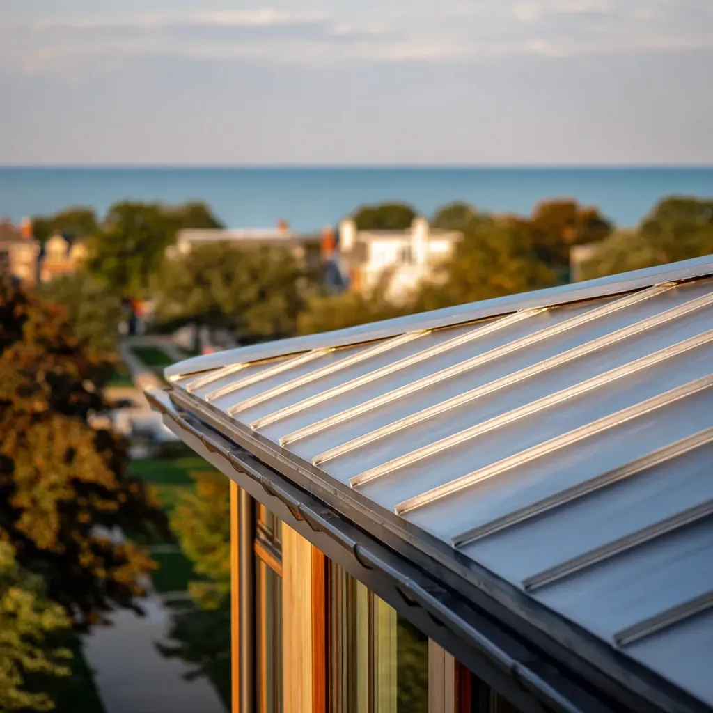 Professional Evanston IL roofing contractors providing residential and commercial roofing solutions such as complete roof replacements using dimensional shingles, standing seam metal panels, rubber EPDM installations, TPO thermoplastic membranes, torch-down modified bitumen systems, reflective white coatings, and solar-ready roofing systems, as well as soffit wrap upgrades, fascia board replacement, attic insulation support, and certified storm damage assessments compliant with Illinois roofing codes.