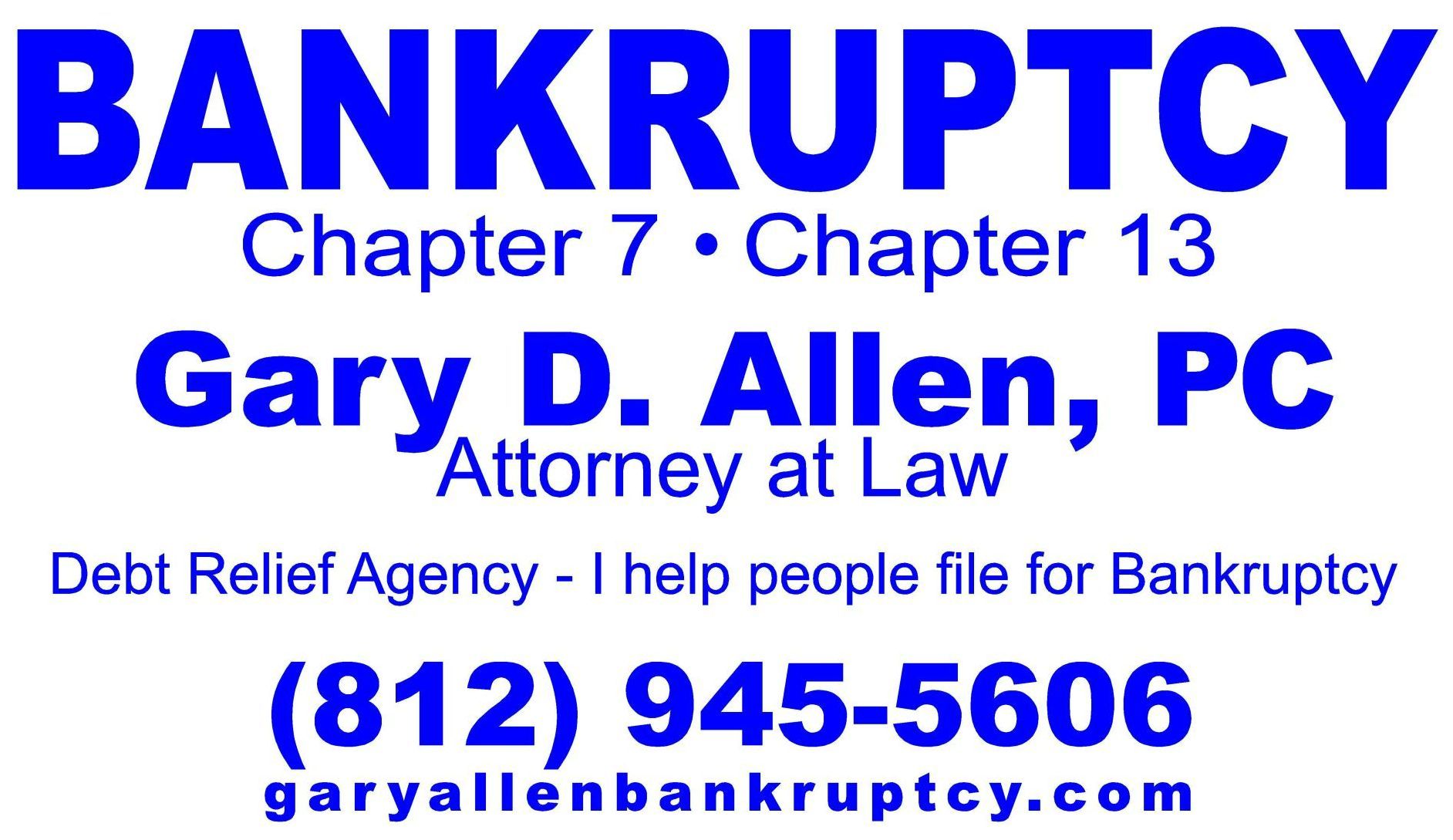 Bankruptcy chapter 7 chapter 13 gary d allen pc attorney at law