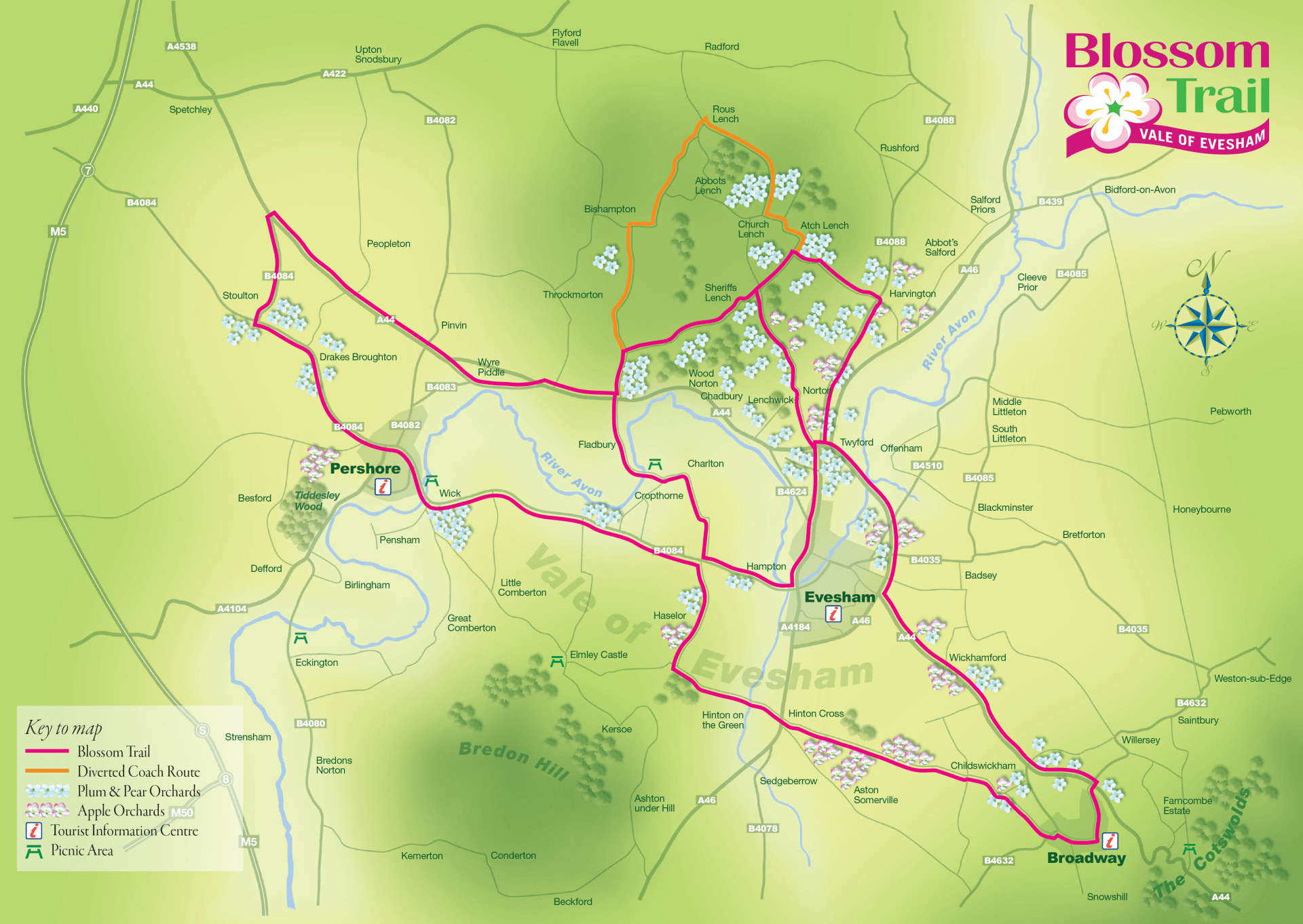 Vale Of Evesham Map Evesham Blossom Trail