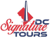 Logo for Signature DC Tours featuring a stylized Washington Monument, the DC map outline, and the company's name.