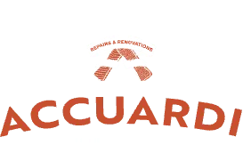 Logo for Accuardi Repairs & Renovations; orange text and graphic on white; graphic resembling a stacked ‘A’.